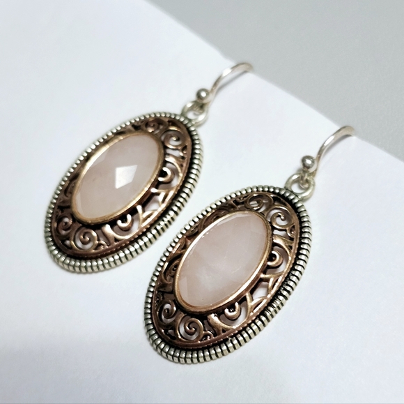 BARSE Rose Quartz Silver Earrings 1.5" - Picture 12 of 12